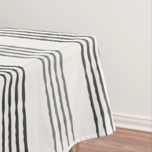 Black Grey Modern Minimalist Stripe Boho Tablecloth