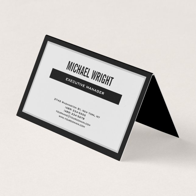 Black Grey Modern Plain Simple Minimalist Business Card (Front)