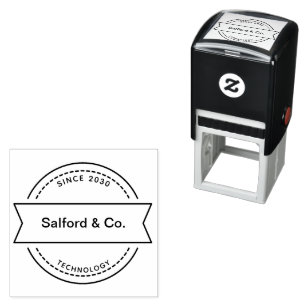 Black & Grey Modern Technology Circle Logo Self-inking Stamp