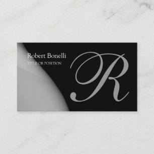 Black Grey Monogram Chic Business Card