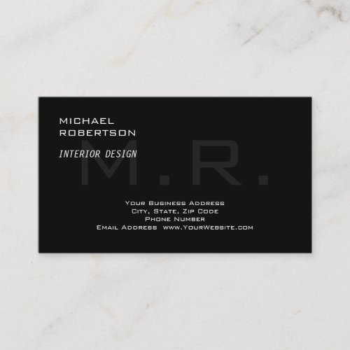 Black Grey Monogram Creative Modern Plain Business Card