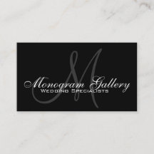Black Grey Monogram Customizable Business Card
