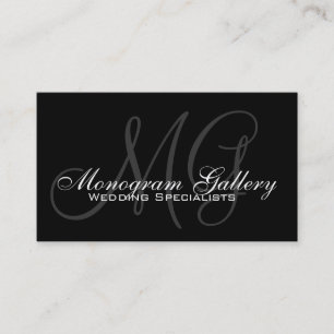 Black Grey Monogram Customizable Business Card