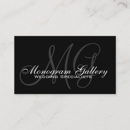 Black Grey Monogram Customizable Business Card