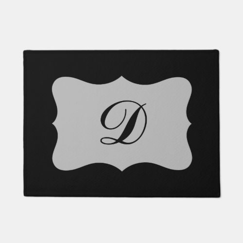 Black Grey Monogram Initial Custom Doormat
