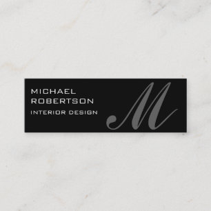 Black Grey Monogram Interior Design Business Card