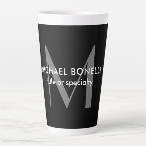 Black Grey Monogram Modern Minimalist Template Latte Mug