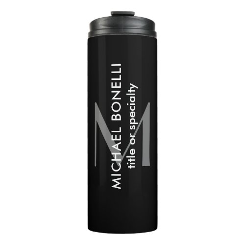 Black Grey Monogram Modern Minimalist Template Thermal Tumbler