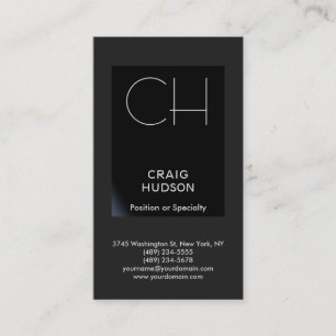 Black Grey Monogram Professional Business Card