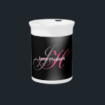 Black Grey Monogram Simple Plain Special Gift Beverage Pitcher<br><div class="desc">Are you looking for a simple,  minimalist,  attractive design? This design that will grab people's attention right away,  but not too complicated,  is for you.</div>