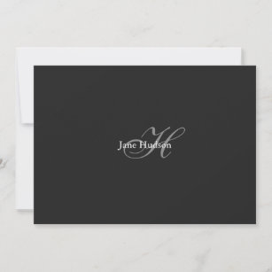 Black Grey Monogram Simple Plain Special Gift Holiday Card