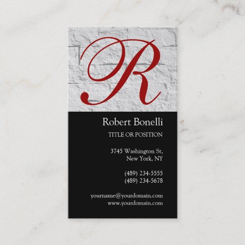 Black Grey Monogram Wall Brick Business Card