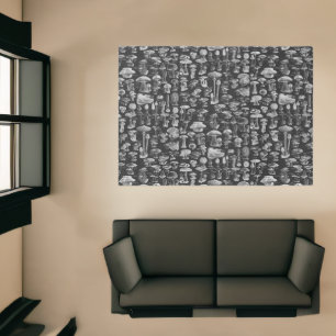 Black & Grey Mushroom Rug - Gray Carpet Area Rug