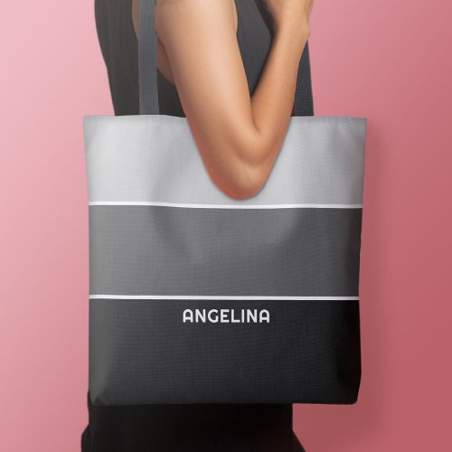 Black Grey Paint Chips Color Block with Name Tote Bag