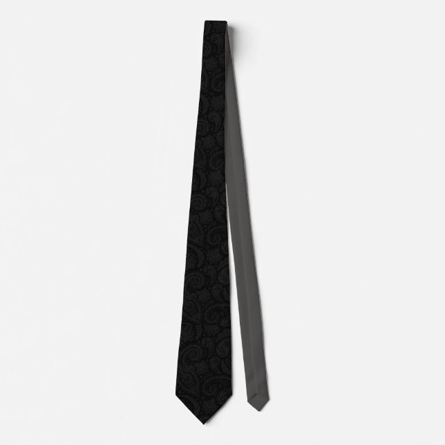 Black & Grey Paisley Tie Elegant Sleek (Front)