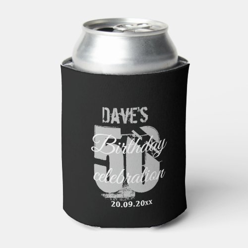 Black Grey Personalised 50th Any Birthday Party Can Cooler