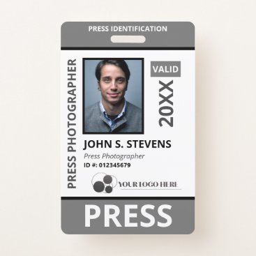 Black Grey Photo & Logo Press ID  Badge