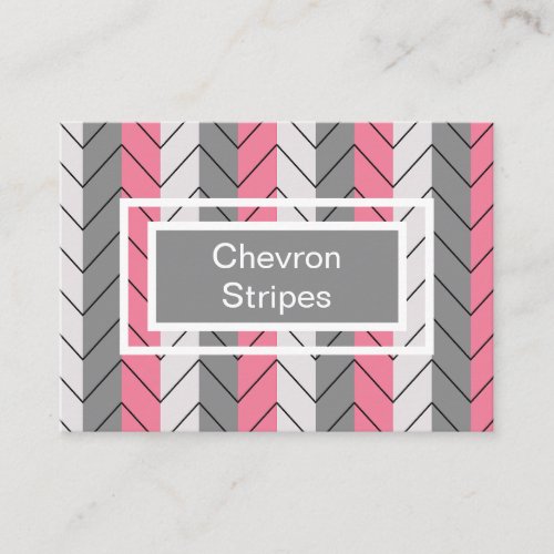 Black Grey Pink Chevron Stripes Pattern Business Card