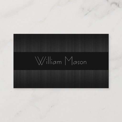 Customizable Black &amp; Grey Pinstripe Professional Business Card