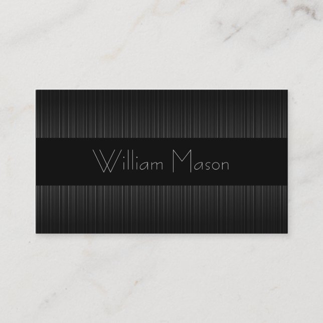 Black & Grey Pinstripe Professional Business Card (Front)