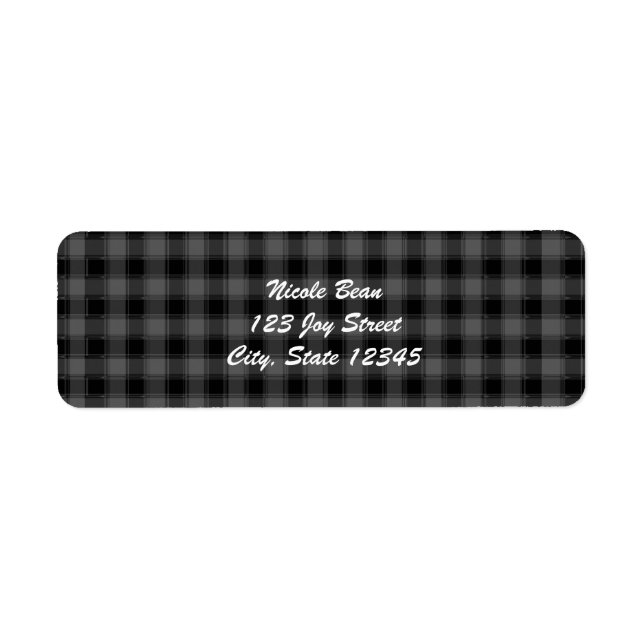 Black & Grey Plaid Checkered Address Labels (Front)