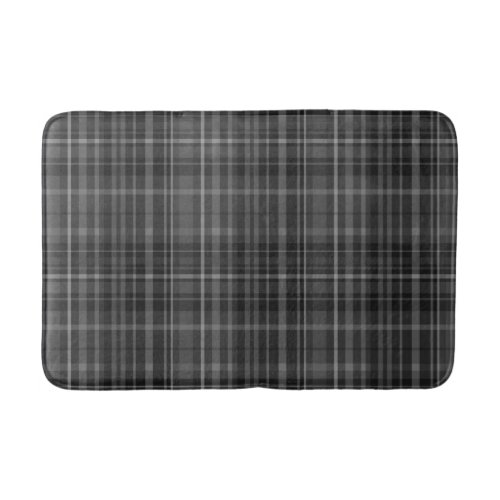 Black Grey Plaid Pattern Minimal Chic Design Bath Mat