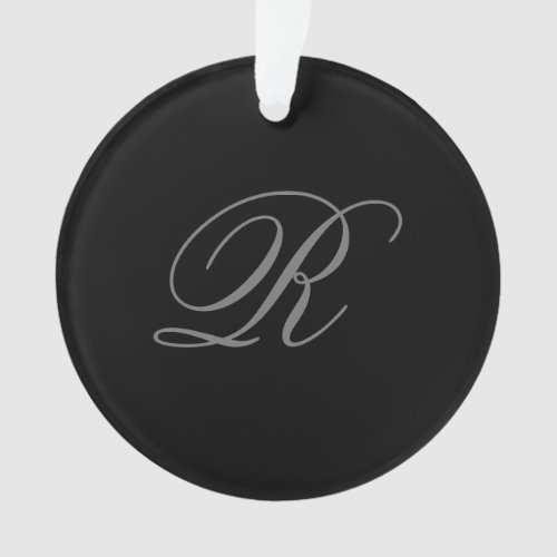 Black Grey Plain Minimalist Add Initial Monogram Ornament