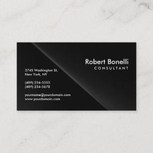 Black Grey Plain Modern Consultant Business Card