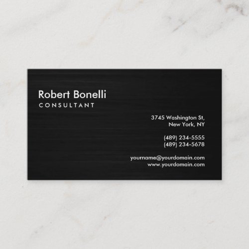 Black Grey Plain Modern Consultant Business Card