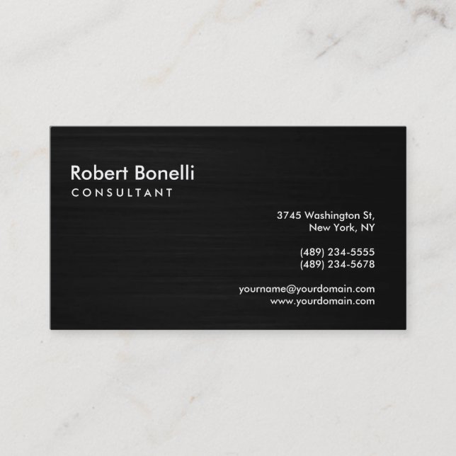 Black Grey Plain Modern Consultant Business Card (Front)