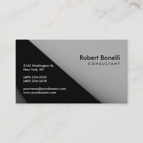 Black Grey Plain Modern Consultant Business Card