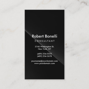 Black Grey Plain Modern Consultant Business Card
