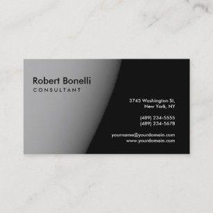 Black Grey Plain Modern Consultant Business Card