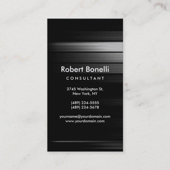Black Grey Plain Modern Consultant Business Card (Front)