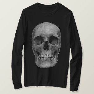 Black Grey Pop Art Retro Stylish Skull T-Shirt