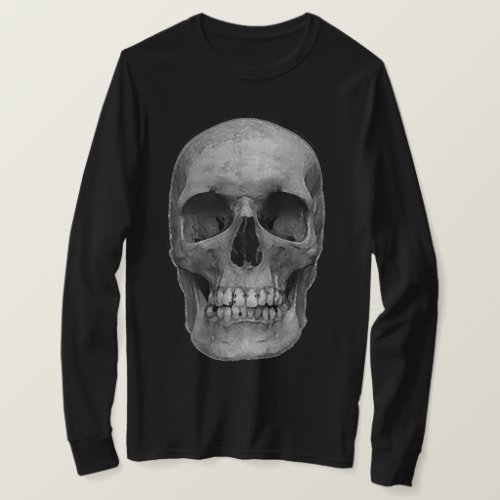 Black Grey Pop Art Retro Stylish Skull T_Shirt