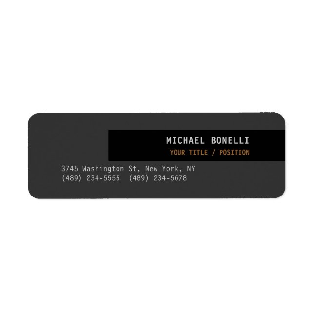 Black Grey Professional Custom Name Position Best Label (Front)