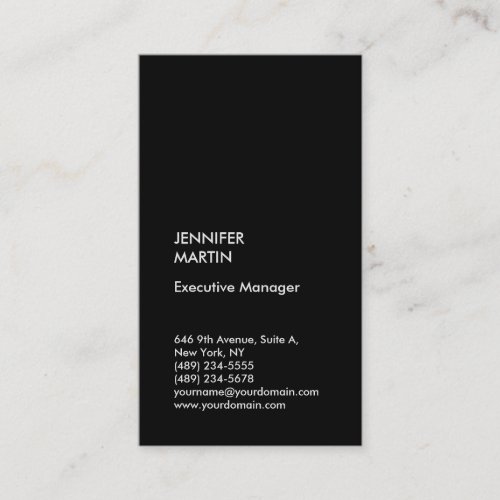 Black grey professional plain modern stylish business card