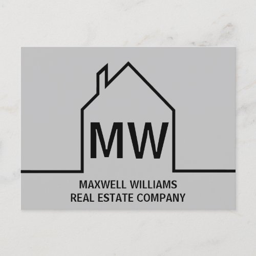 Black Grey Real Estate Company Monogram Realtor Postcard