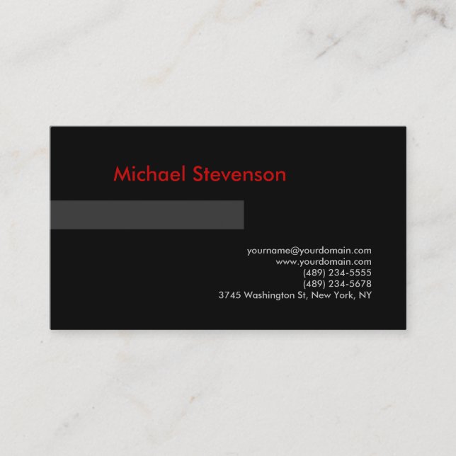 Black Grey Red Consultant Business Card (Front)