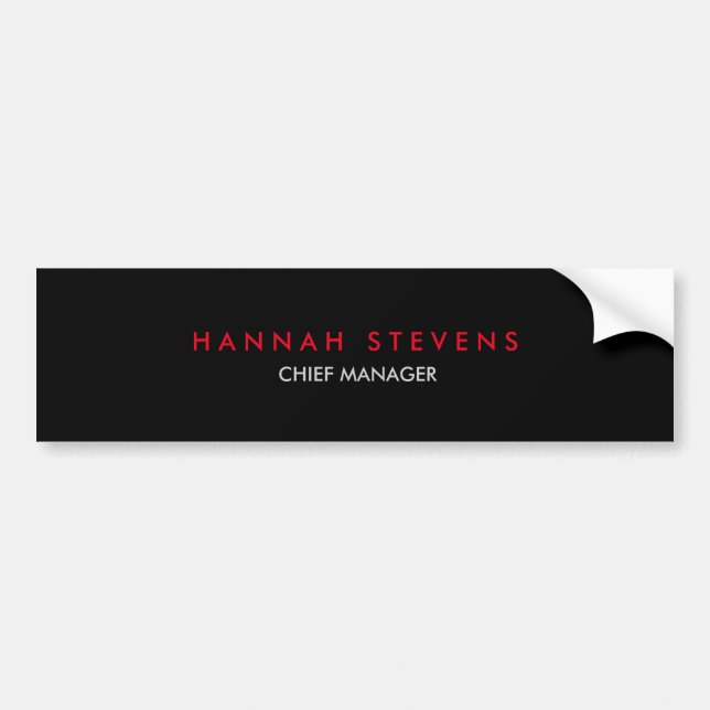 Black Grey Red Professional Modern Bumper Sticker (Front)