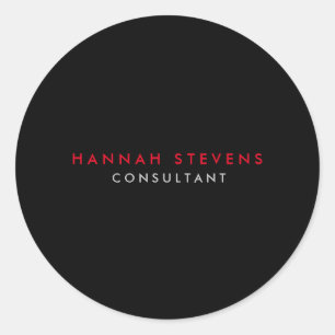 Black Grey Red Professional Modern Classic Round Sticker