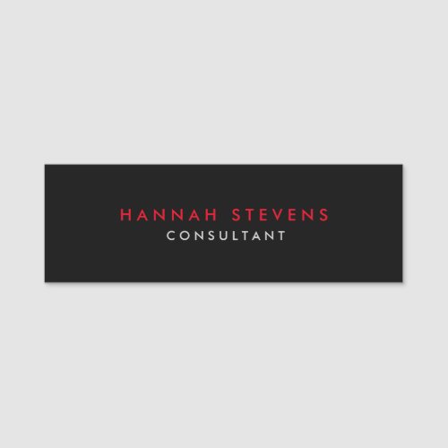 Black Grey Red Professional Modern Name Tag