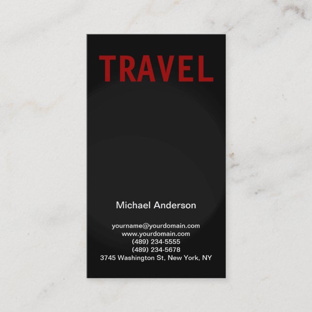 Black Grey Red Travel Agent Business Card (Front)