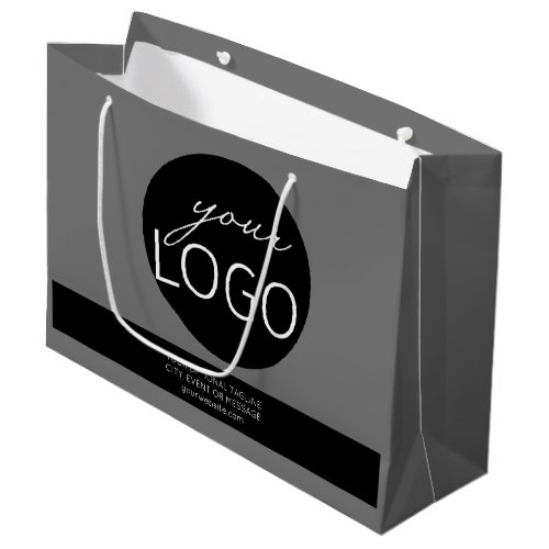 Black Grey Retail Business Logo Promo Custom Text Large Gift Bag