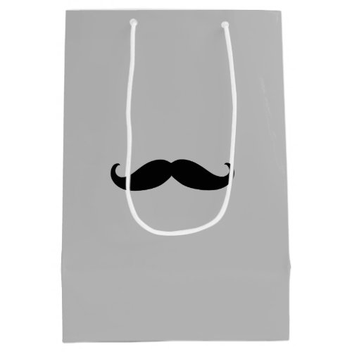 Black Grey Retro Mustache Medium Gift Bag