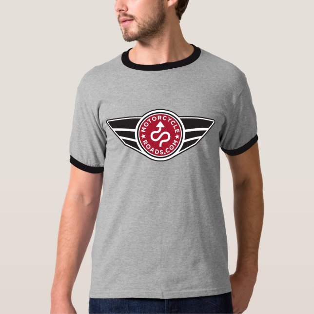 Black & grey ringer T-shirt w/basic red MCR logo (Front)