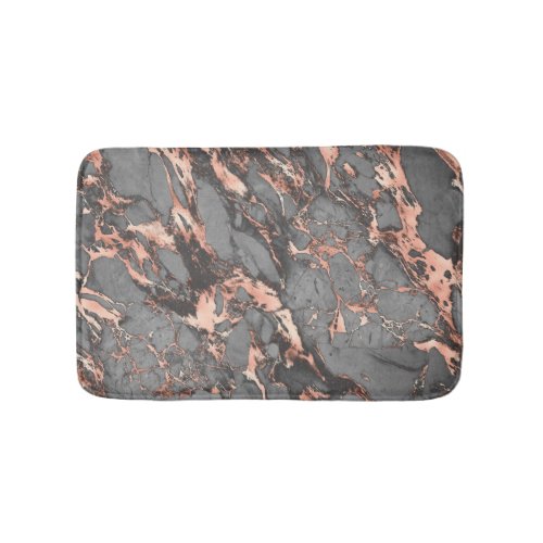 Black Grey  Rose Gold Marble Bath Mat