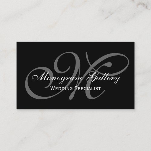 Black Grey Script Monogram Wedding Business Business Cards