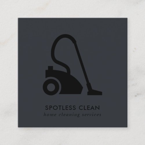 BLACK GREY SIMPLE VACUUM CLEANER CLEANING SERVICE SQUARE BUSINESS CARD